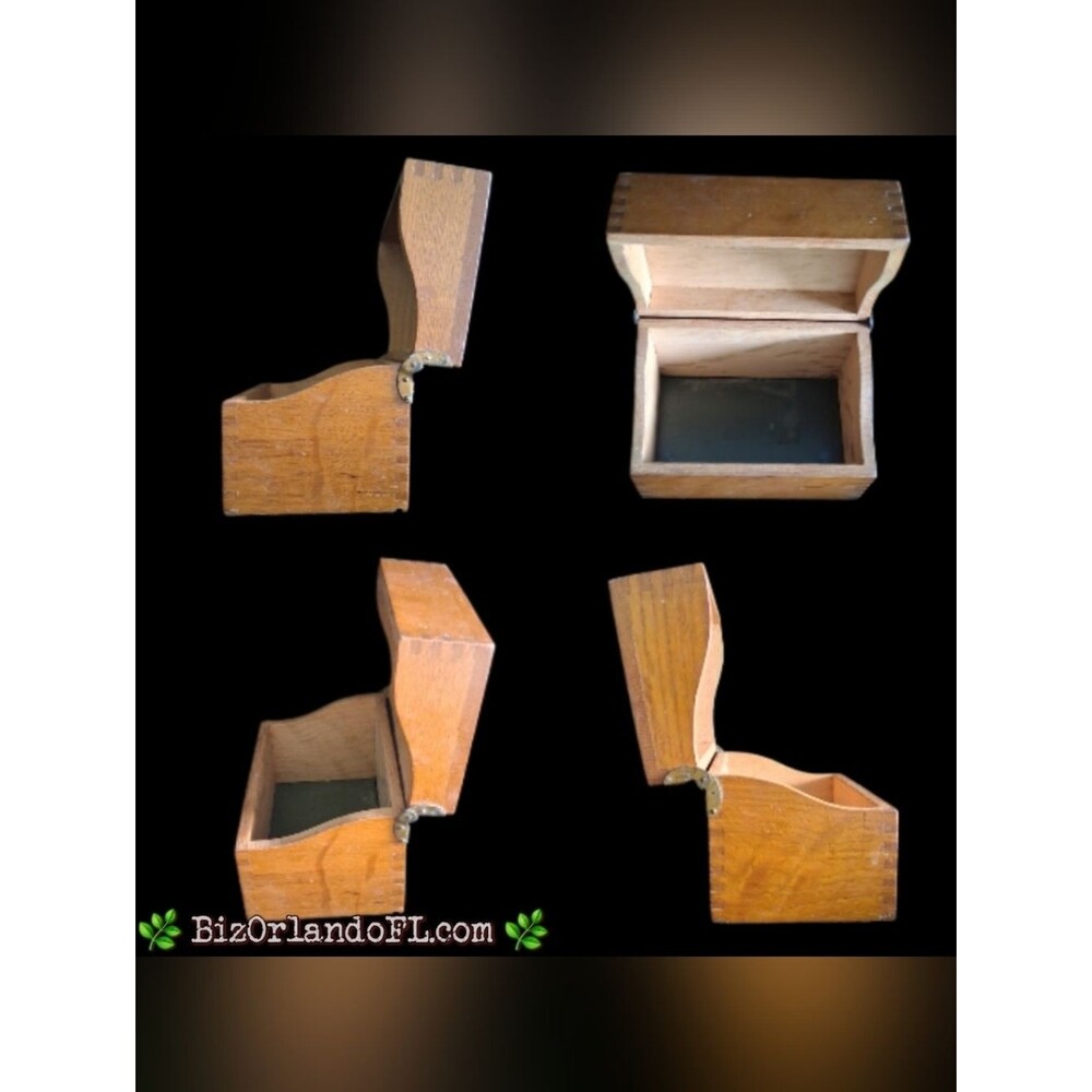 VINTAGE: Handcrafted Rustic Farmhouse Home Decor Wooden Recipe Box with Lid HTF